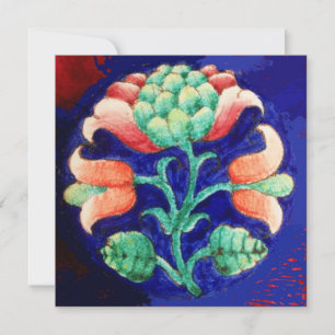 INVITACIÓN FLOR ESTILIZADA/FLORAL ROSA ROJO VERDE NARANJA AZU