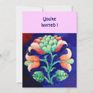 INVITACIÓN FLOR ESTILIZADA/FLORAL ROSA ROJO VERDE NARANJA AZU