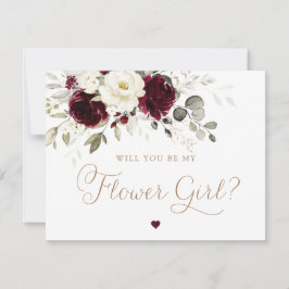 Invitación Flor Flor de color blanco borgoña Boda