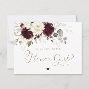 Invitación Flor Flor de color blanco borgoña Boda