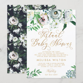 Invitación Flor Flor Flor Flor Gouache Virtual Baby Shower