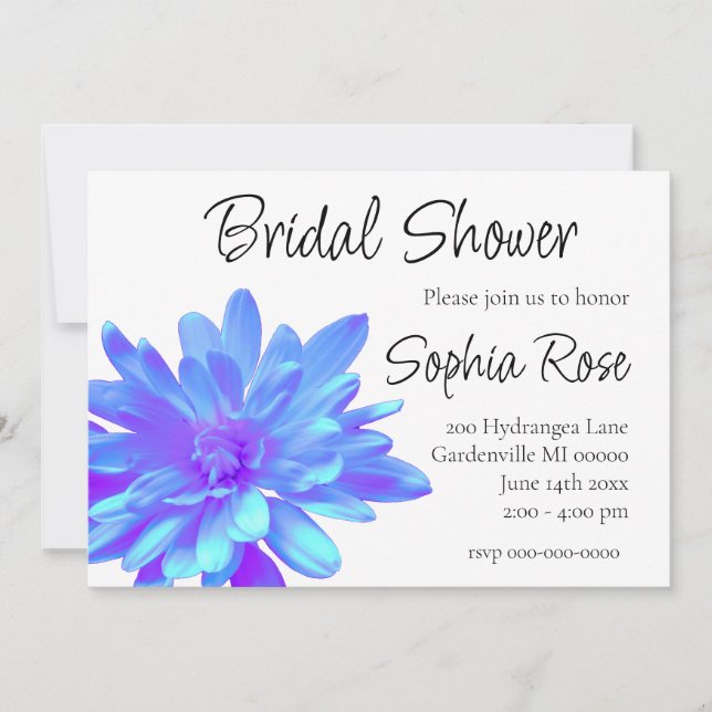 Invitación Flor floral azul violeta elegante (Anverso)
