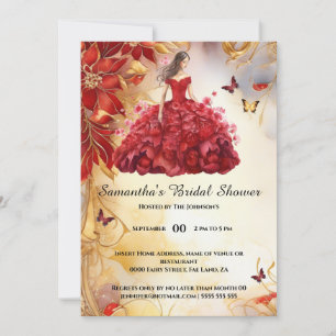 Invitación Flor floral de beduino rojo para ser novia