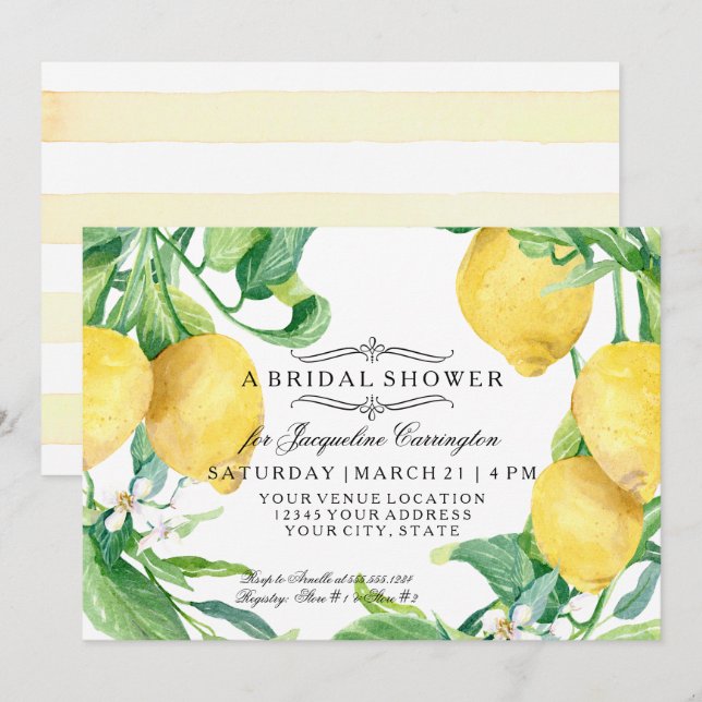 Invitación Flor floral de limón moderna Flor Flor flores de n (Anverso / Reverso)