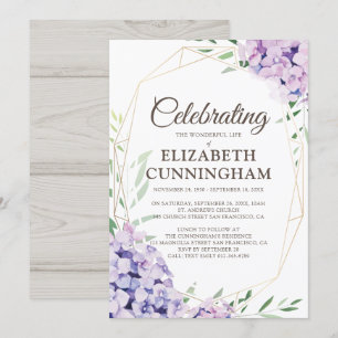 Invitación Flor floral funeral Geométrica Woodésica