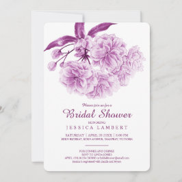 Invitación Flor floral primavera malva morada ducha de novia
