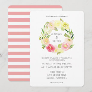 Invitación Flor floral rosa y amarilla Boda