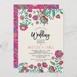Invitación Flor folclórica rosa brillante boda del boho mexic
