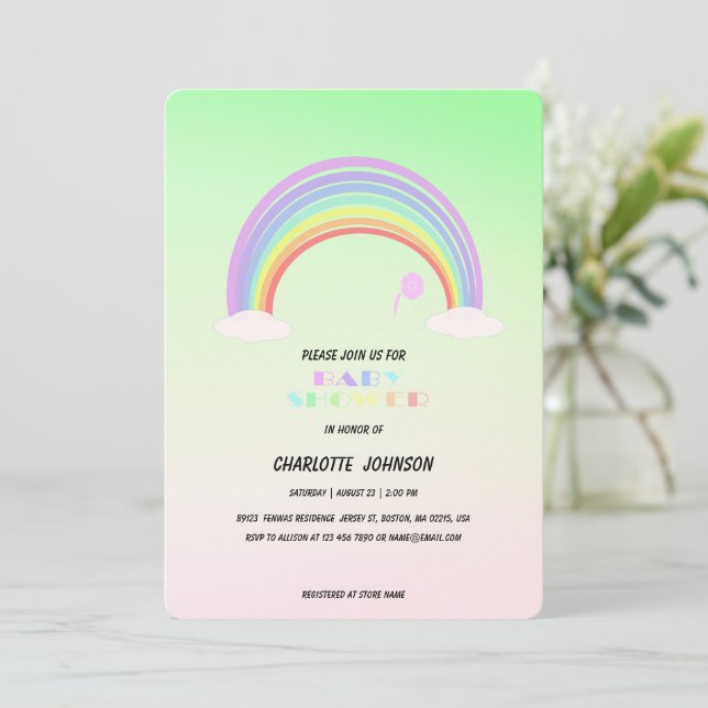Invitación Flor gradiente de gradiente de arcoiris dulce Past (Anverso de pie)