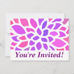 Invitación Flor Hippie Rosa Retro Moderno