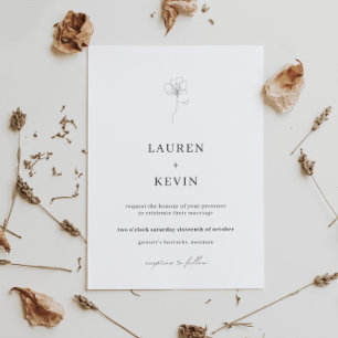 Invitación Flor ilustrada simple boda clásico invitati