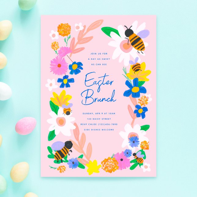 Invitación Flor Jardín Abejas Pascua (Subido por el creador)