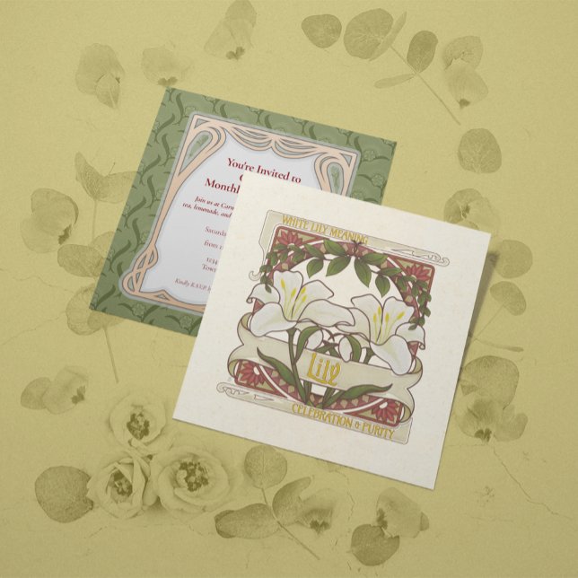 Invitación Flor lirio-blanca que significa verde oscuro de es (Subido por el creador)