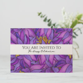 Invitación Flor Lotus Pintada A Mano