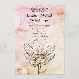 Invitación Flor Lotus simple | Boda Bkg de Mármol de Oro Rosa