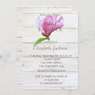 Invitación Flor,Magnolia Madera Textura Ducha de novia