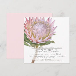 Invitación Flor moderna del Protea del rosa del vintage de la