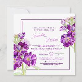 Invitación Flor morada acuarela boda de flujo vivo