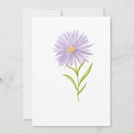 Invitación Flor morada estética de color acuático pintada a m