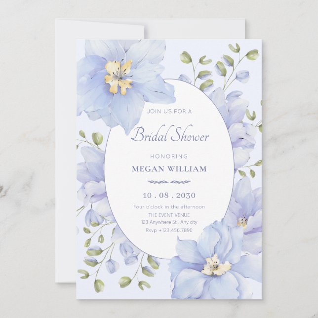 Invitación Flor morada suave (Anverso)