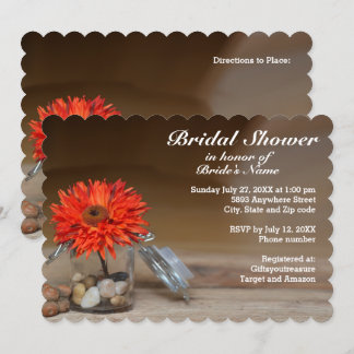 Invitación Flor naranja en ducha de novia de cristal