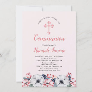 Invitación Flor, Niña   Primera Comunión / Confirmación