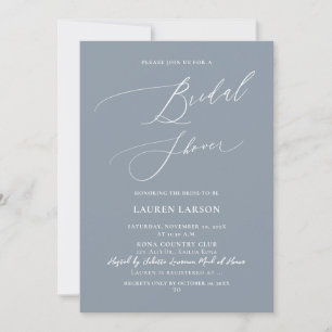 Invitación Flor nupcial con caligrafía azul y oscilación de A
