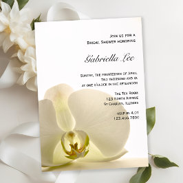 Invitación Flor orquídea en ducha de novia blanca