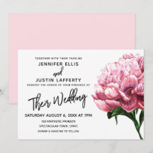 Flor peony color agua rosa, Boda moderno
