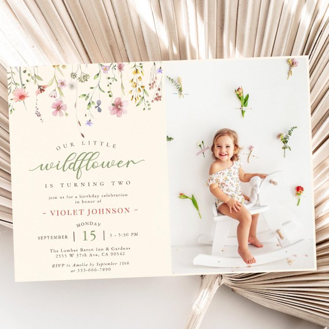 Invitación Flor Pequeña Flor Silvestre Foto de cumpleaños núm (Subido por el creador)