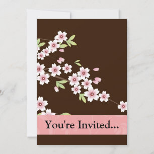 Invitación Flor personalizada de dogwood rosa/marrón