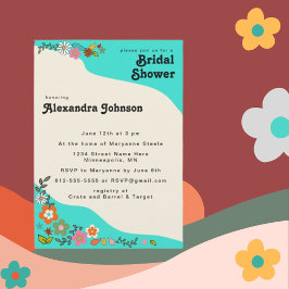 Invitación Flor Power Funky 70 inspirada en Bridal Shower