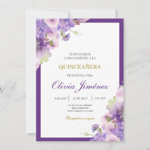 Invitación Flor púrpura quinceañera