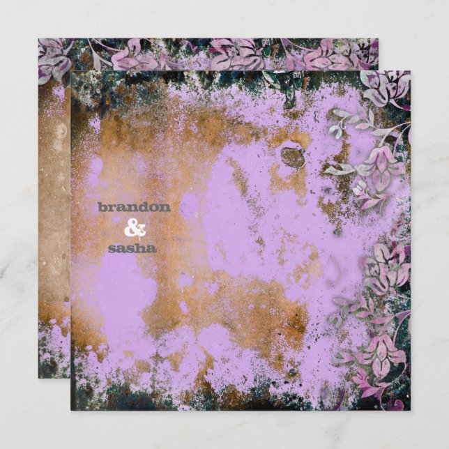 Invitación Flor púrpura rústica de la CROMATOGRAFÍA GASEOSA (Anverso / Reverso)