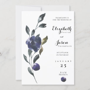 Invitación Flor púrpura Woodsy Iris Blue