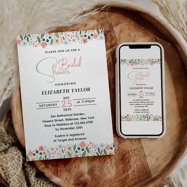 Invitación Flor retro suave ducha de novia (Subido por el creador)