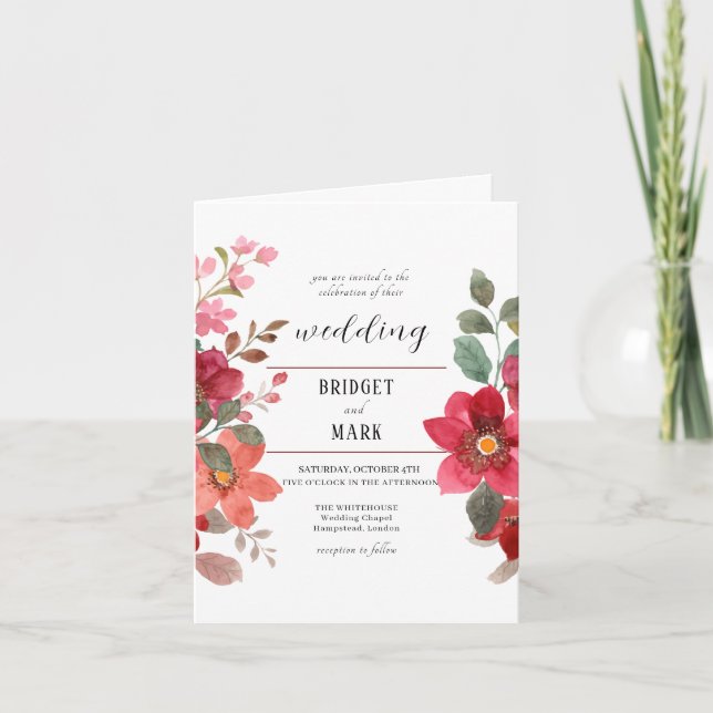 Invitación Flor roja eterna (Anverso)