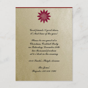 Invitación Flor roja moderna del Poinsettia en fondo del oro