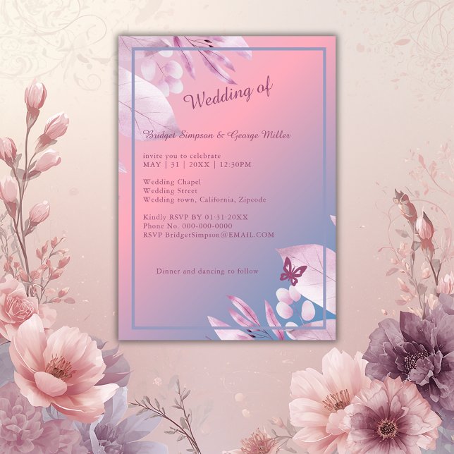 Invitación flor romántica de cerezo pastel sakura boda (Subido por el creador)