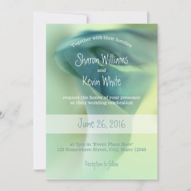 Invitación Flor romántica en Boda de tonos azules (Anverso)