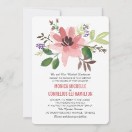 Invitación Flor rosa acuarela | BODA