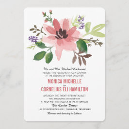 Invitación Flor rosa acuarela | BODA