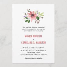 Invitación Flor rosa acuarela | BODA