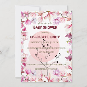 Invitación Flor rosa acuarela gradiente florida ducha de bebé