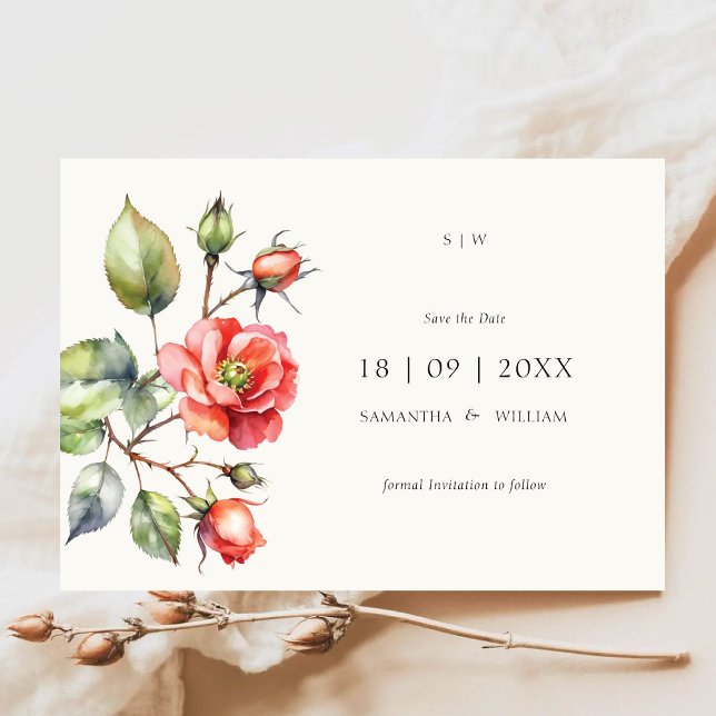 Invitación Flor Rosa acuarela Guardar la fecha (Subido por el creador)