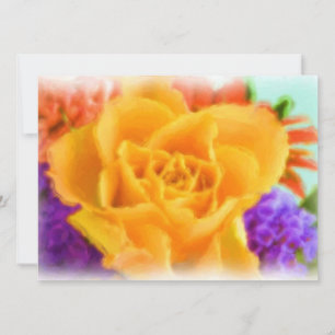 Invitación Flor rosa amarilla pintada en Bouquet Ducha de nov