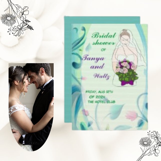 Invitación Flor rosa colorida Frontera Bridal (Subido por el creador)