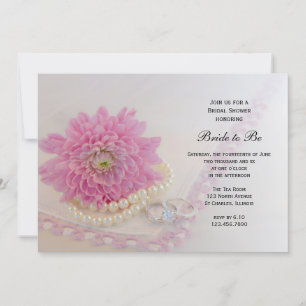 Invitación Flor rosa, encaje y anillos Ducha de novias