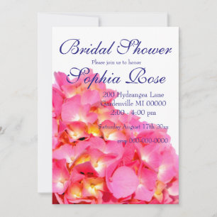 Invitación Flor rosa Hydrangea floral rosa Ducha de novia