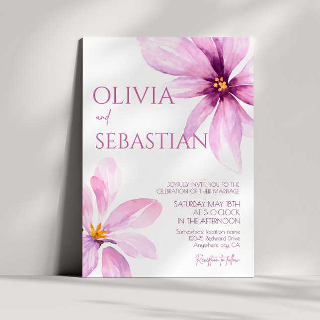 Invitación Flor rosa Minimalista elegante boda (Subido por el creador)